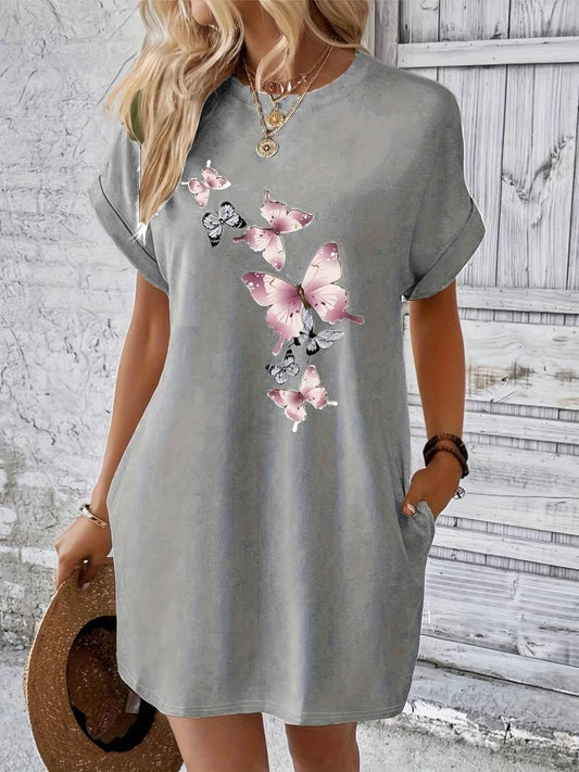 Lily – butterfly print dress with pockets