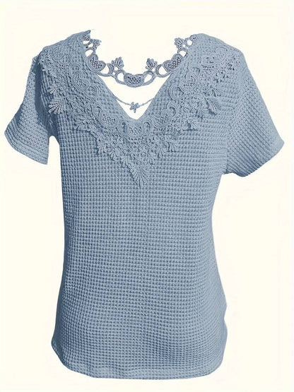 Amelia – contrast lace t-shirt with crew neck