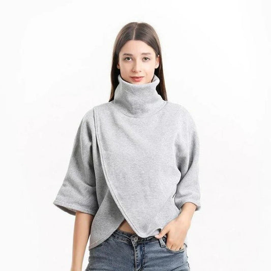 Xenia - poncho sweater with turtleneck for women