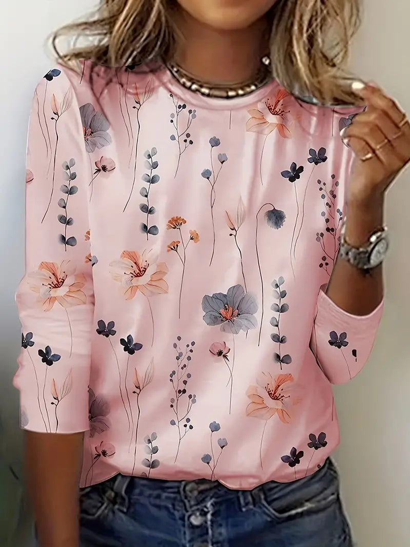 Victoria - floral print crew neck t-shirt for spring