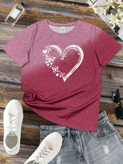 Ava – t-shirt with butterfly heart print and crew neck