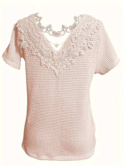 Amelia – contrast lace t-shirt with crew neck