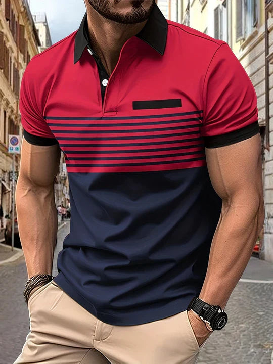 Louis｜stripe summer polo for men