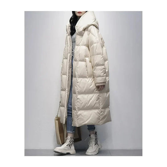 Celie | long puffer jacket with down cape