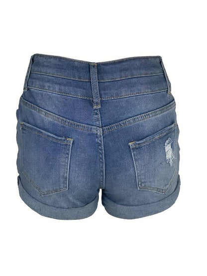 Natalie – spring/summer ribbed denim shorts