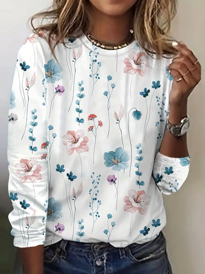 Victoria - floral print crew neck t-shirt for spring