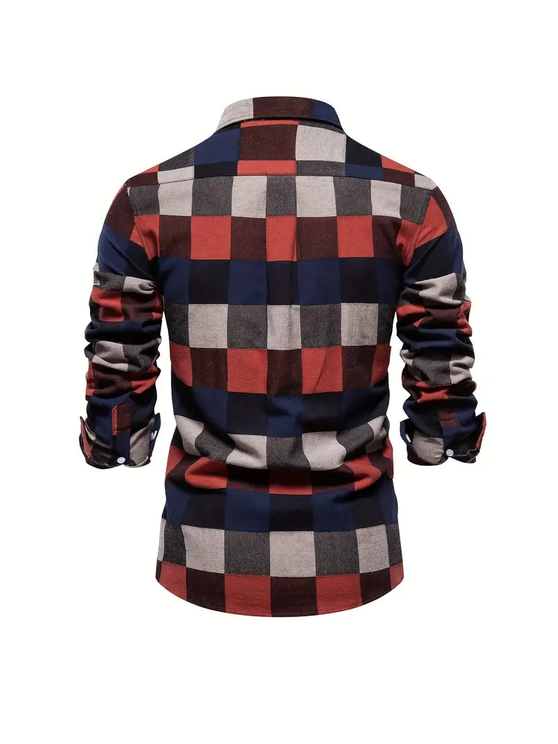 John color block long sleeve button down shirt for men