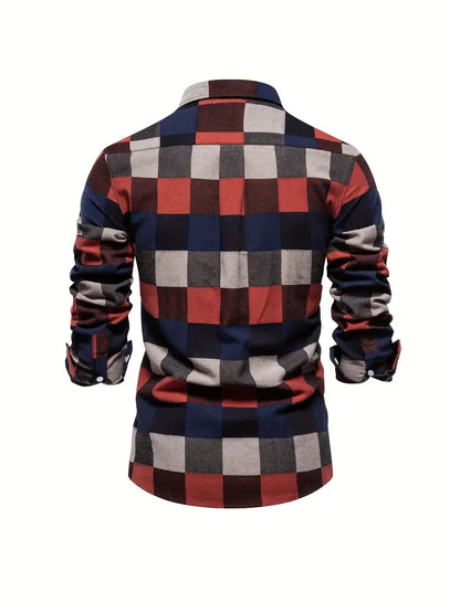 John color block long sleeve button down shirt for men