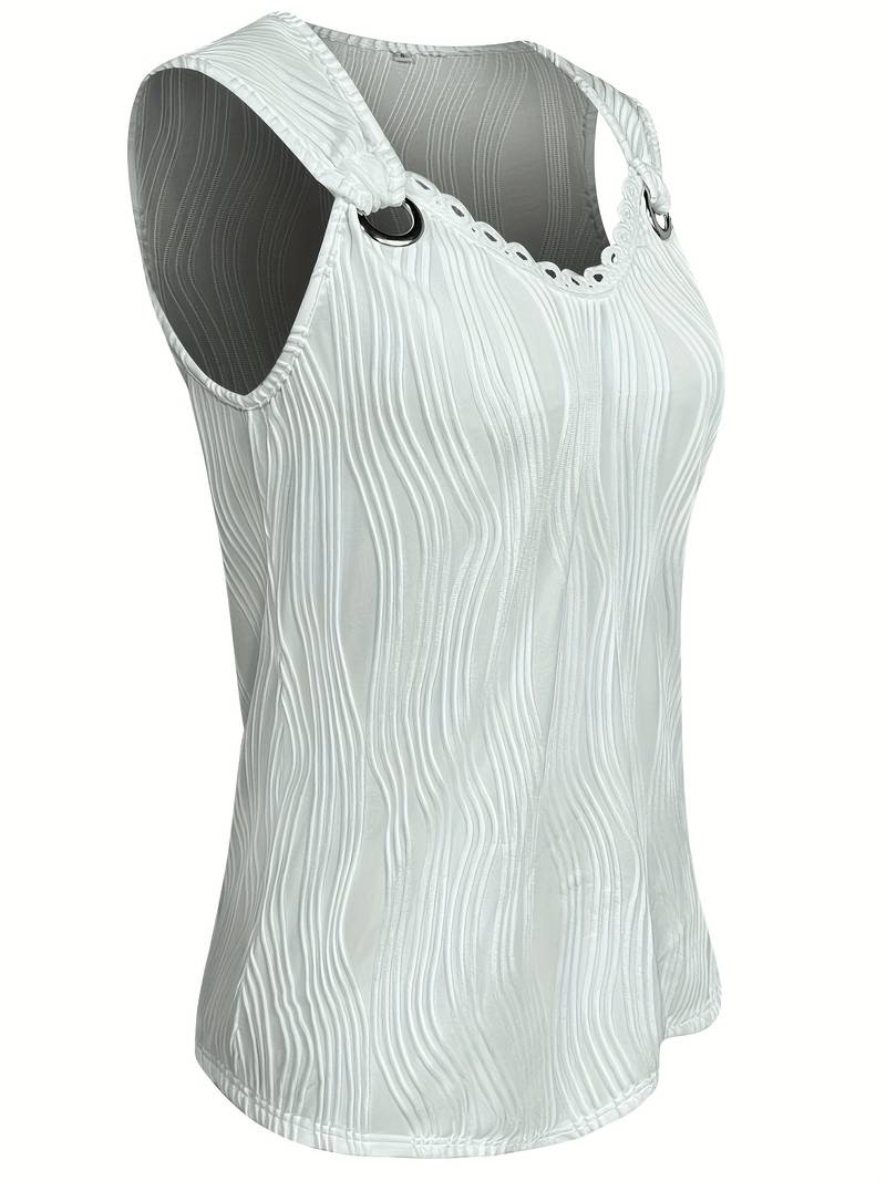 Penelope - textured lace trim tank top for summer