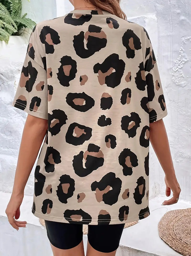 Harper leopard print crew neck t-shirt