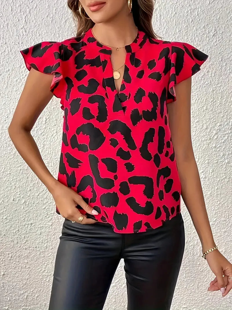 Laylia | casual style blouse with leopard print