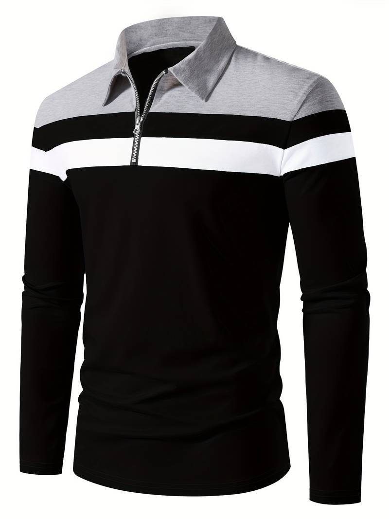 Ethan long sleeve zip polo shirt