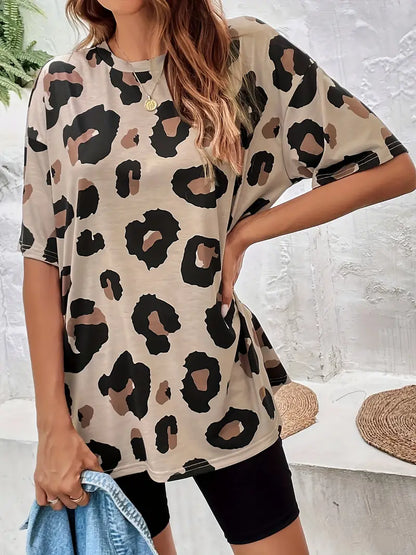 Harper leopard print crew neck t-shirt