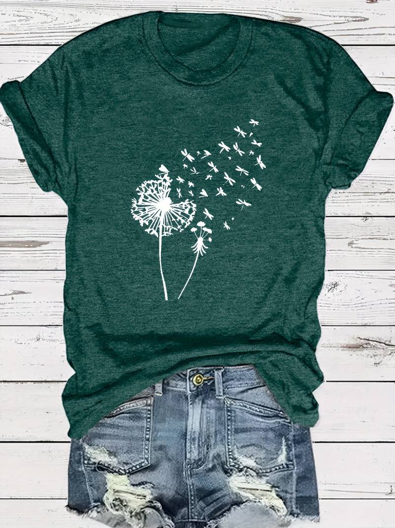 Zoe – t-shirt with dandelion print and crew neck