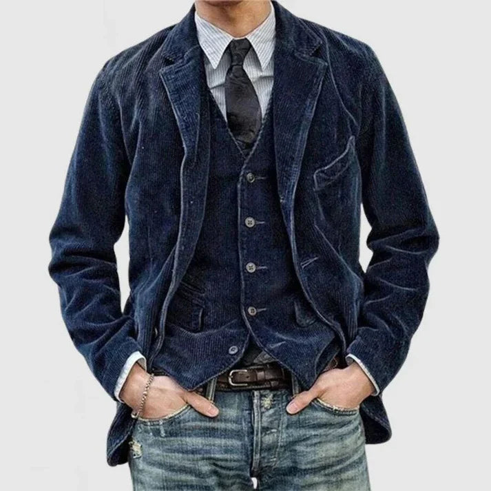 The - vintage jacket with lapels made of nicks ribbed velor for men