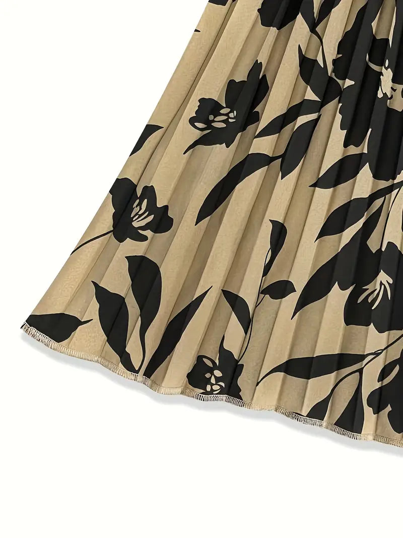 Elkise - floral print pleated skrik for spring