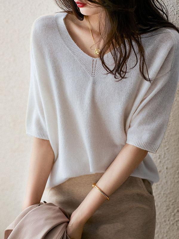 Alison | Cashmere knitted sweater with v-neck