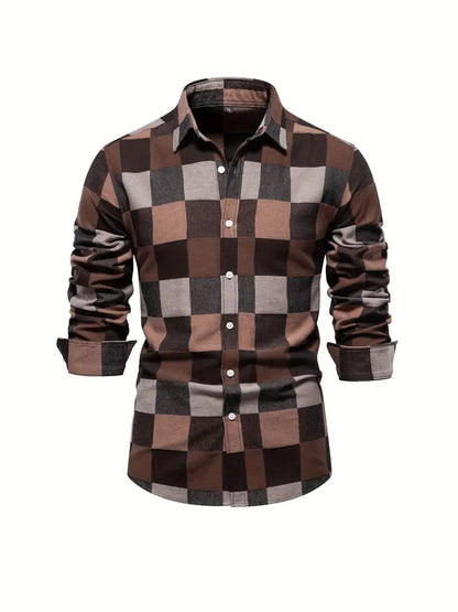 John color block long sleeve button down shirt for men