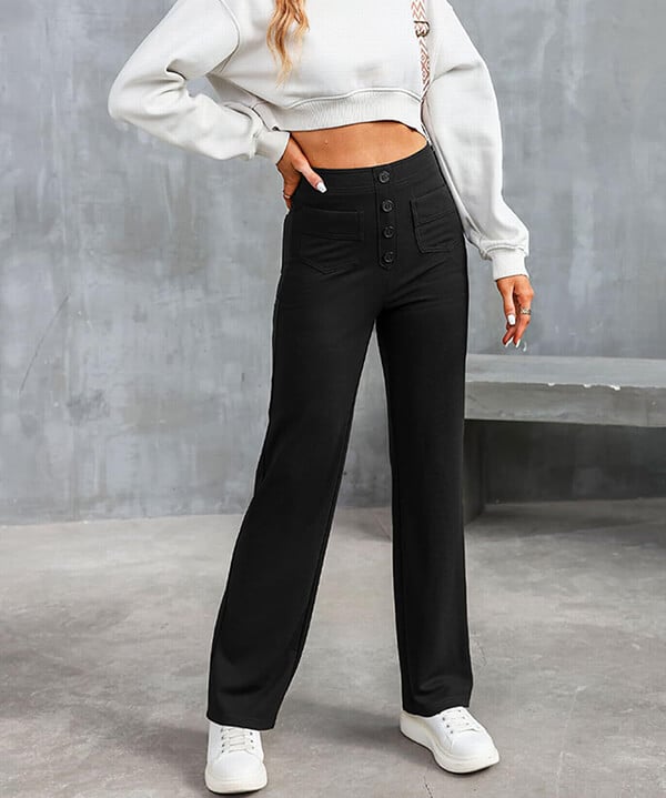 Gyula - elastic casual trousers with a high waist