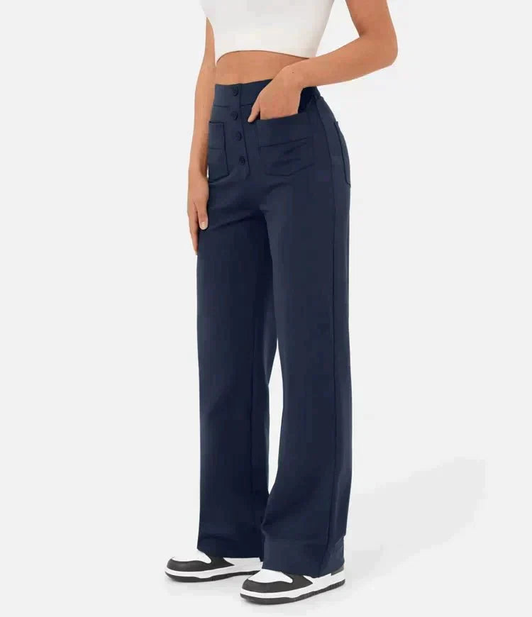 Gyula - elastic casual trousers with a high waist