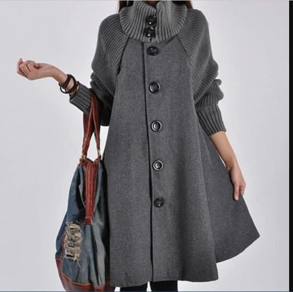 Louise - high neck patchwork coat with long sleeves