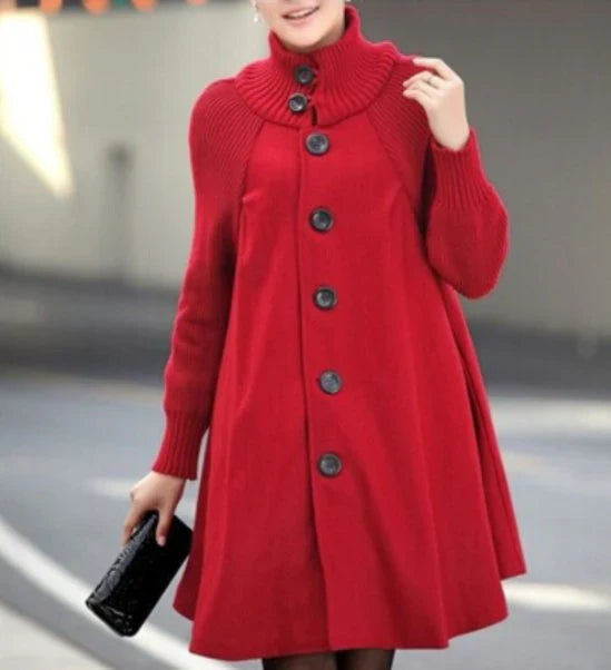 Louise - high neck patchwork coat with long sleeves