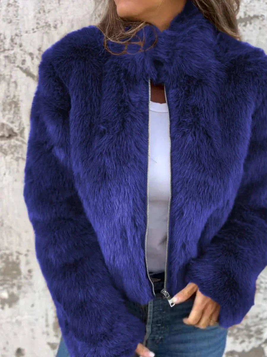 Kaylen | elegant fur coat with zipper