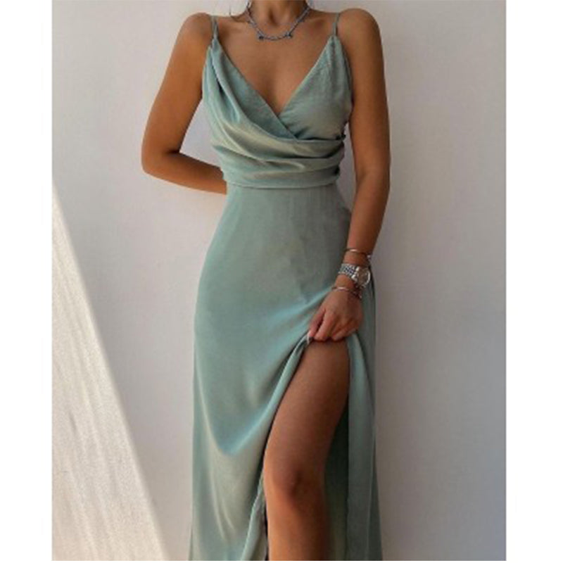 Elegant v-neck spaghetti straps prom formal dress