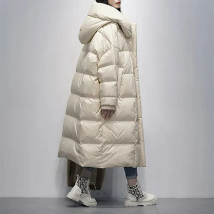 Celie | long puffer jacket with down cape