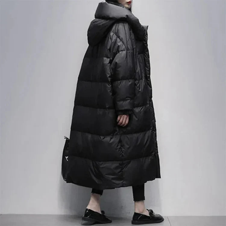 Celie | long puffer jacket with down cape