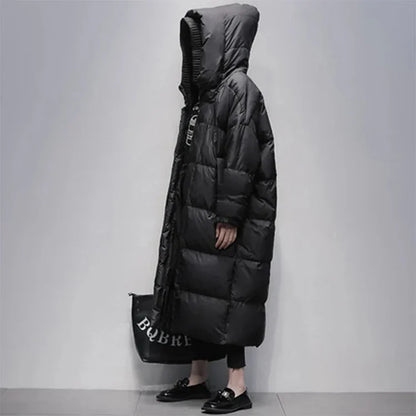 Celie | long puffer jacket with down cape