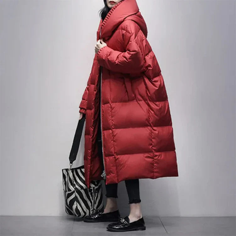 Celie | long puffer jacket with down cape