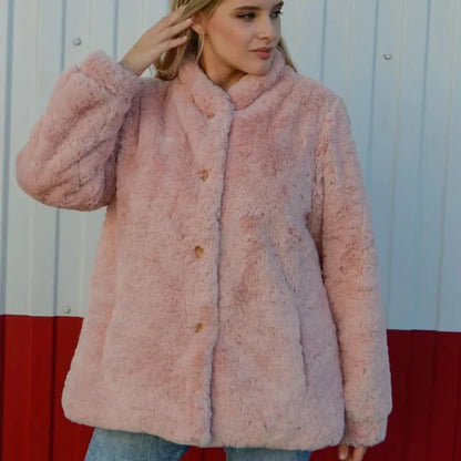 Harmony - luxurious teddy coat with buttons