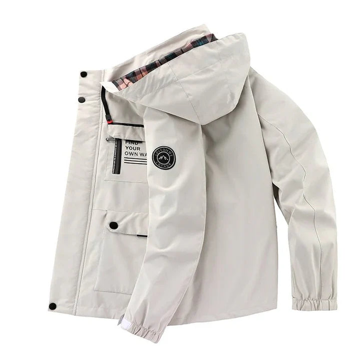 Men's jackets made of water-repellent material with checked lining