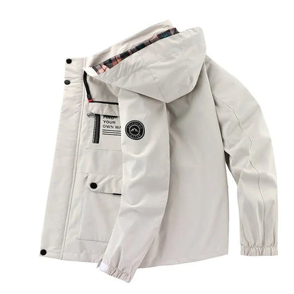 Men's jackets made of water-repellent material with checked lining