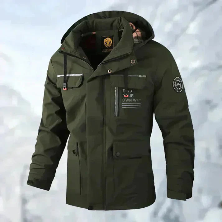 Men's jackets made of water-repellent material with checked lining