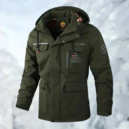 Men's jackets made of water-repellent material with checked lining