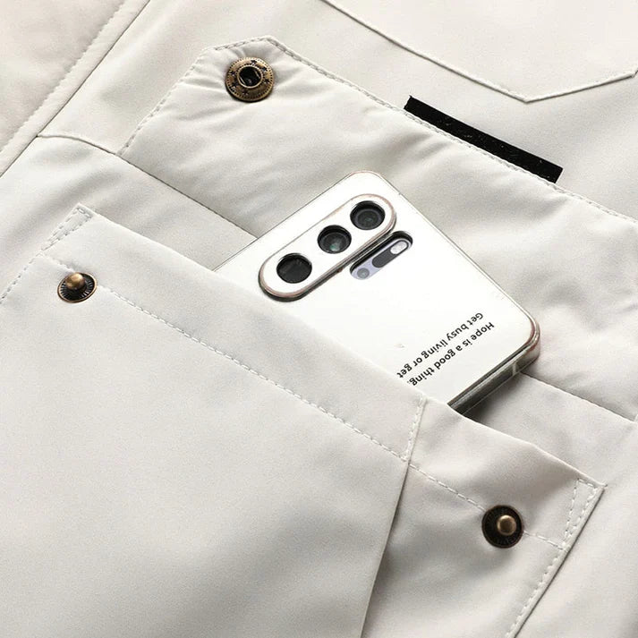 Men's jackets made of water-repellent material with checked lining