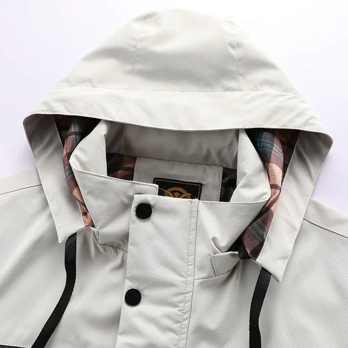 Men's jackets made of water-repellent material with checked lining