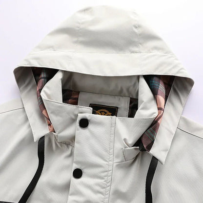 Men's jackets made of water-repellent material with checked lining
