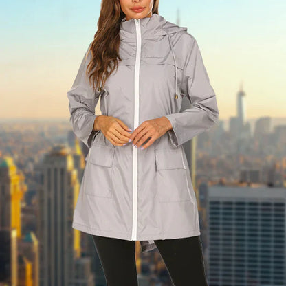 Waterproof women's outdoor rain jacket