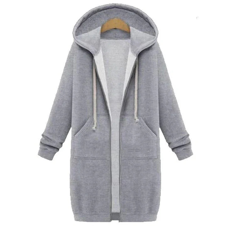 Roza - a long-cut women's sweatshirt with a zipper closure