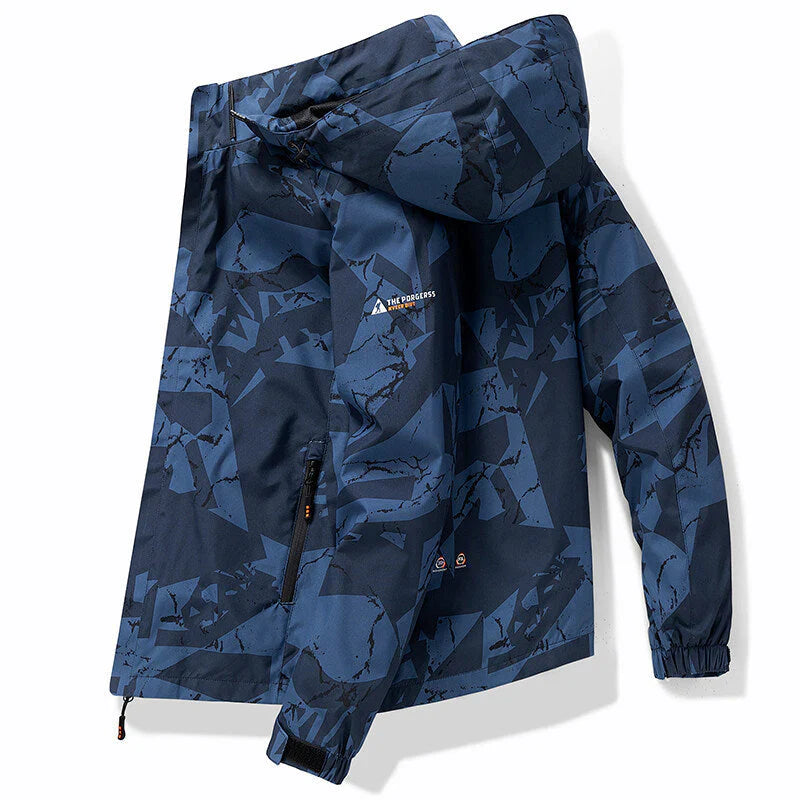 Daniel - waterproof zip-up ski jacket in sporty style with letter print