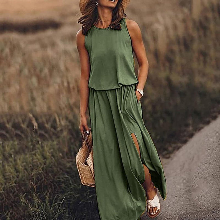 Aurelia - elegant long boho dress with elastic waist