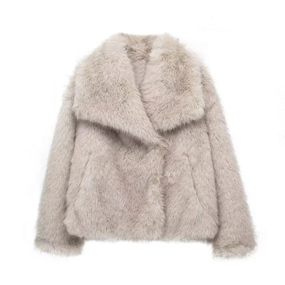 Warm faux fur coat for women