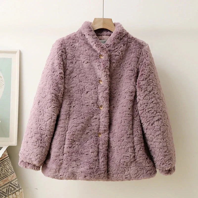 Harmony - luxurious teddy coat with buttons