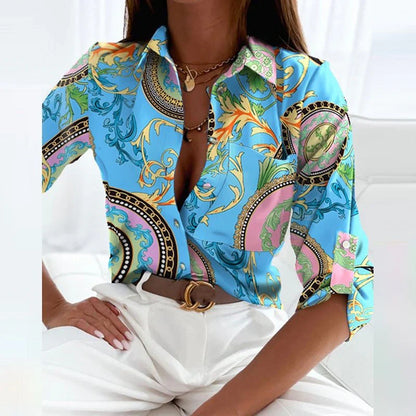 Blouse with turn-down collar