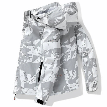 Daniel - waterproof zip-up ski jacket in sporty style with letter print