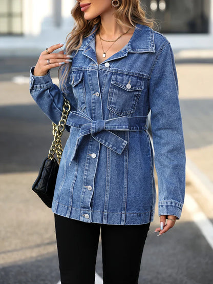 Gina - women's denim coat with flap pockets